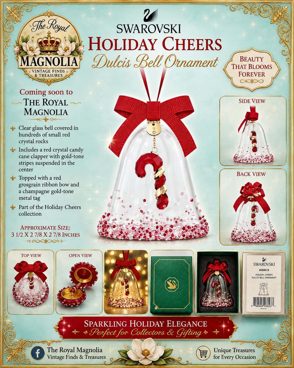 Swarovski Holiday Cheers Dulcis Bell Ornament Red